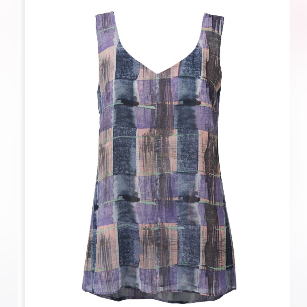 cabi NWOT Quiz Top, Painted Plaid, XS, Fall 22